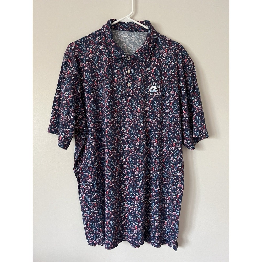 Peter Millar polo mens large blue bloody mary cocktail lightweight seaside